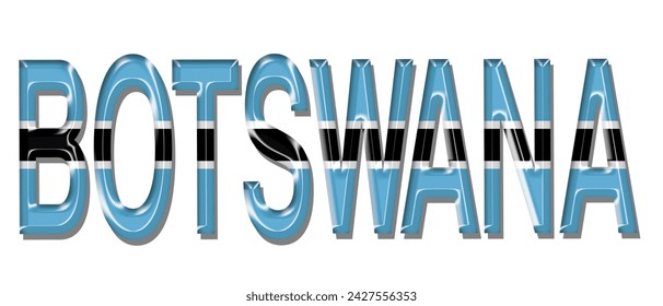BOTSWANA flag text font, 3D BOTSWANA flag colorful background, BOTSWANA flag vector illustration
