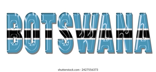 Fuente del texto de la bandera de BOTSWANA, fondo colorido de la bandera de BOTSWANA 3D, ilustración vectorial de la bandera de BOTSWANA