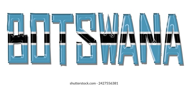 BOTSWANA Flag Text Schriftart, 3D BOTSWANA Flag farbenfroher Hintergrund, BOTSWANA Flag Vektor-Illustration