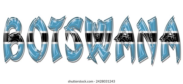 Botswana flag text font, 3D Botswana flag colorful background, Botswana flag vector illustration