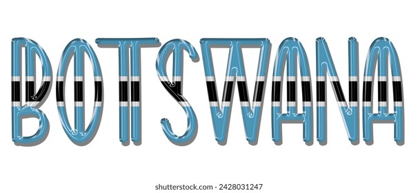 Fuente del texto de la bandera de Botswana, fondo colorido de la bandera de Botswana 3D, ilustración vectorial de la bandera de Botswana