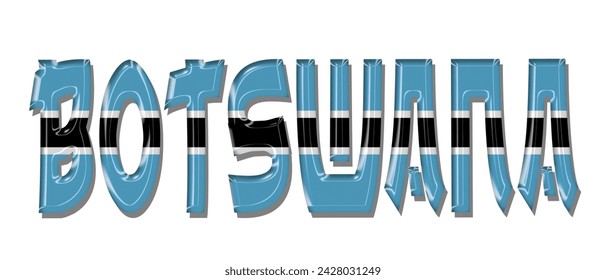 Botswana flag text font, 3D Botswana flag colorful background, Botswana flag vector illustration