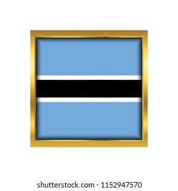 Botswana Flag Vector Square Icon - Illustration, Flag of Botswana. Abstract concept, icon,golden square, button. Raster illustration on white background.