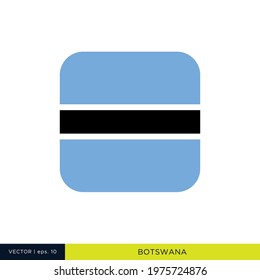 Botswana Flag Vector Stock Illustration Design Template. Rounded Square Shape.