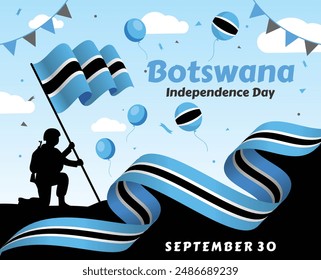 Botswana flag vector. World flags and ribbons. Batswana flag ribbon on abstract color background

