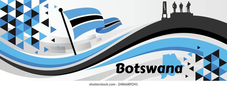 Botswana flag vector. World flags and ribbons. Batswana flag ribbon on abstract color background

