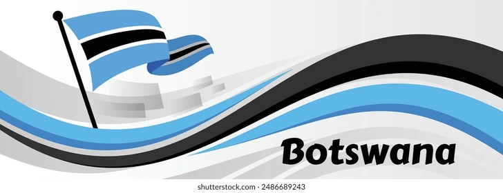 Botswana flag vector. World flags and ribbons. Batswana flag ribbon on abstract color background

