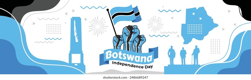 Botswana flag vector. World flags and ribbons. Batswana flag ribbon on abstract color background

