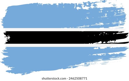 Botswana flag, wide brush stroke on transparent background, vector.