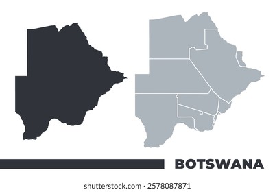 Botswana flat and border outline vector maps
