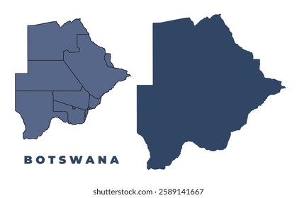 Botswana flat and outline vector map set
