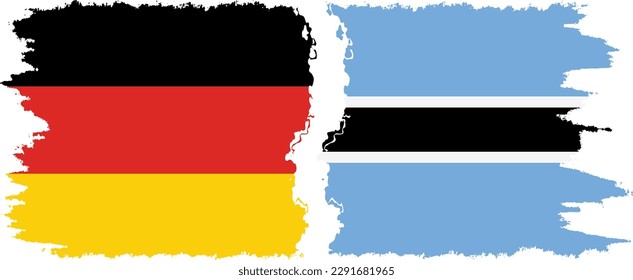 Botswana and Germany grunge flags connection, vector