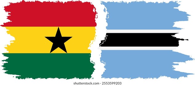 Botswana and Ghana grunge flags connection, vector