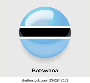Botswana Hochglanzblase der Nationalflagge Rundform Symbol Vektorgrafik Glas