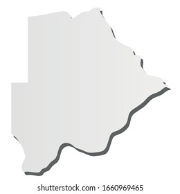 Botsuana - silueta gris de estilo 3d del área del país con sombra caída. Simple ilustración vectorial plana.