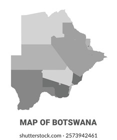 Botswana Greyscale political map simple flat illustration