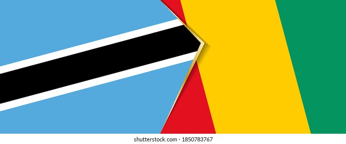 Botswana and Guinea flags, two vector flags symbol of relationship or confrontation.