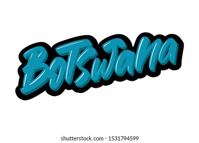 Botswana hand drawn modern brush lettering text. Vector illustration logo for print and advertising