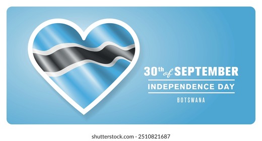 Cartão comemorativo do dia da independência feliz de Botswana, ilustração vetorial de banner. Elemento de design 30 de setembro do feriado nacional de Botsuana com bandeira 3D