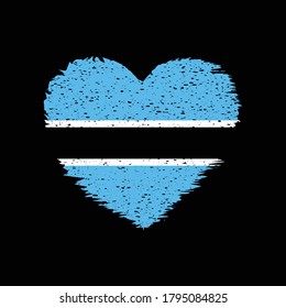 Botswana Heart Shape Flag Grunge Not Vintage Style