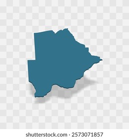 Botswana high detailed vector representation of country silhouette. 3D map on transparent background with dropped shadow. For educational, decorative, or informational use.