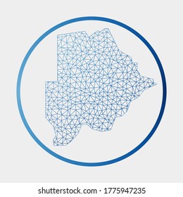 Botswana icon. Network map of the country. Round Botswana sign with gradient ring. Technology, internet, network, telecommunication concept. Vector illustration.