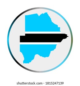 Botswana icon. Shape of the country with Botswana flag. Round sign with flag colors gradient ring. Astonishing vector illustration.