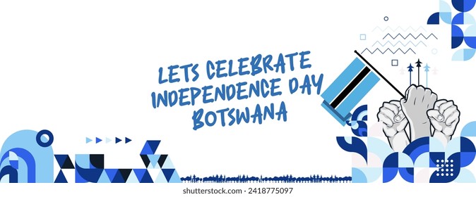 Botswana Independence Day banner in colorful modern geometric style. Happy independence and national day greeting card cover with typography. Vector illustration for national holiday celebration party