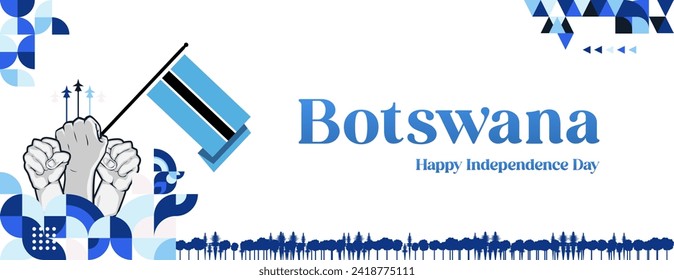 Botswana Independence Day banner in colorful modern geometric style. Happy independence and national day greeting card cover with typography. Vector illustration for national holiday celebration party