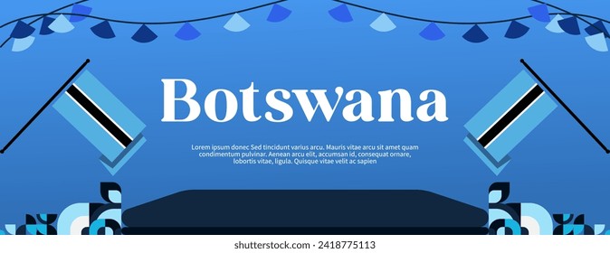 Botswana Independence Day banner in colorful modern geometric style. Happy independence and national day greeting card cover with typography. Vector illustration for national holiday celebration party