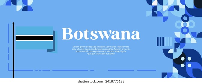 Botswana Independence Day banner in colorful modern geometric style. Happy independence and national day greeting card cover with typography. Vector illustration for national holiday celebration party
