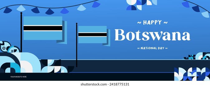 Botswana Independence Day banner in colorful modern geometric style. Happy independence and national day greeting card cover with typography. Vector illustration for national holiday celebration party