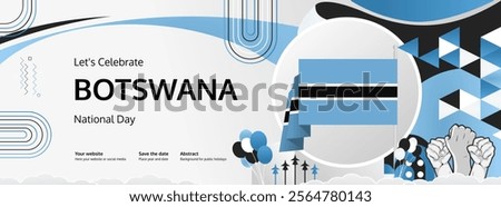 Botswana independence day banner with flag color theme. Happy Botswana national day greeting card joyful on September30. Holiday concept background