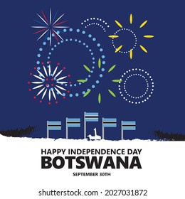 Botswana independence day celebration vector illustration with its national flags and fireworks. African country public holiday.