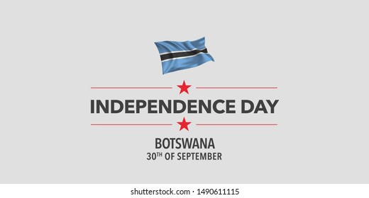 Botswana independence day greeting card, banner, vector illustration. Botswanian holiday 30th of September design element with waving flag as a symbol of independence 