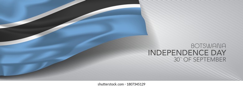 Botswana independence day vector banner, greeting card. Botswanan wavy flag in 30th of September national patriotic holiday horizontal design
