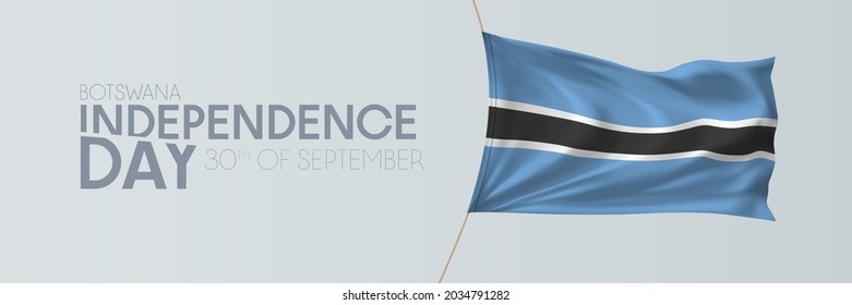 Botswana independence day vector banner, greeting card. Botswanan wavy flag in 30th of September national patriotic holiday horizontal design