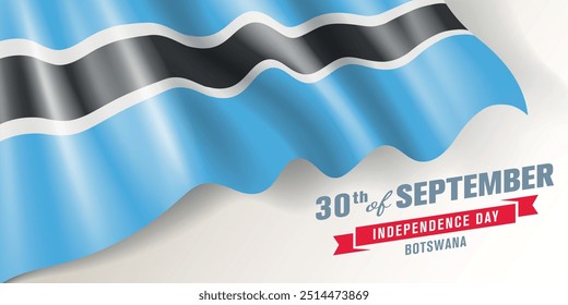 Botswana independence day vector banner, greeting card. Botswanian wavy flag in 30th of September national patriotic holiday horizontal design