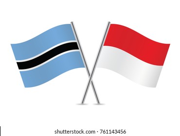 Botswana and Indonesia flags.Vector illustration.