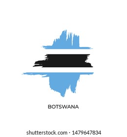Botswana ink brush cross calligraphy grunge flag. Nation product rubber stamp icon isolated on white background with text. Vector illustration