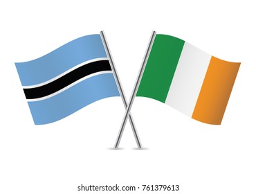 Botswana and Ireland flags.Vector illustration.