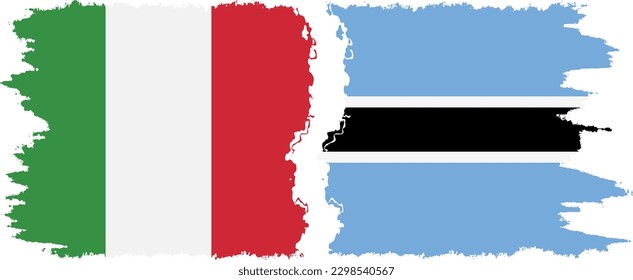 Botswana and Italy grunge flags connection, vector