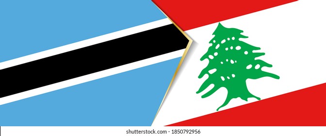 Botswana and Lebanon flags, two vector flags symbol of relationship or confrontation.
