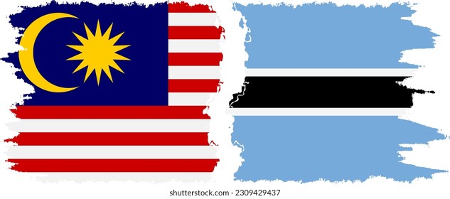 Conexión de banderas grises de Botswana y Malasia, vector