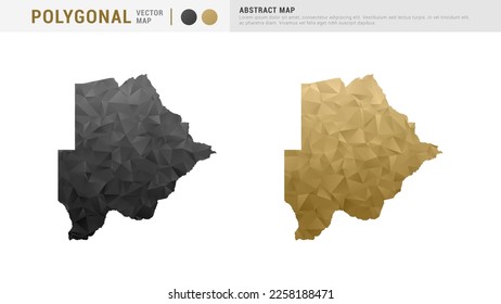 Botswana Karte von abstraktem Gold und schwarzen Vektorpolygon Set Paar.
