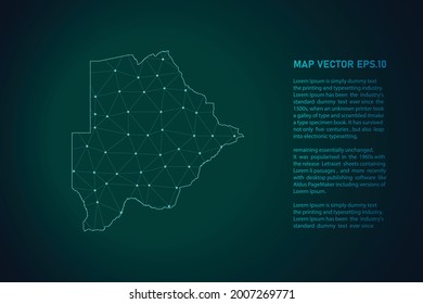 botswana map. Abstract mash line and point scales on dark background . 3D mesh polygonal network line, design sphere, dot and structure. Vector illustration eps 10.