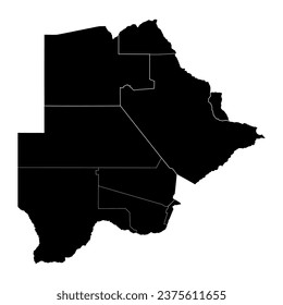 Botswana map with administrative divisions.