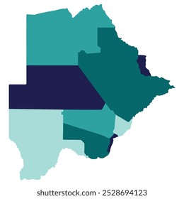 Botswana map. Map of Botswana in administrative provinces in multicolor