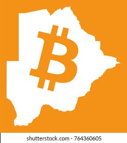 Botswana map with bitcoin crypto currency symbol illustration