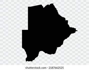 Botswana Map black Color on Backgound png  not divided into cities